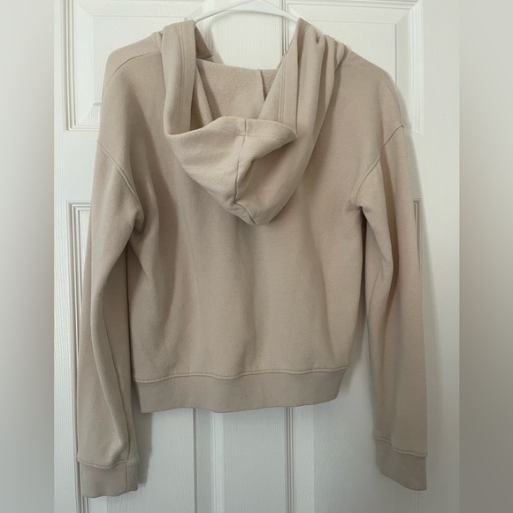 Tan lace up cropped hoodie - Picture 2 of 3